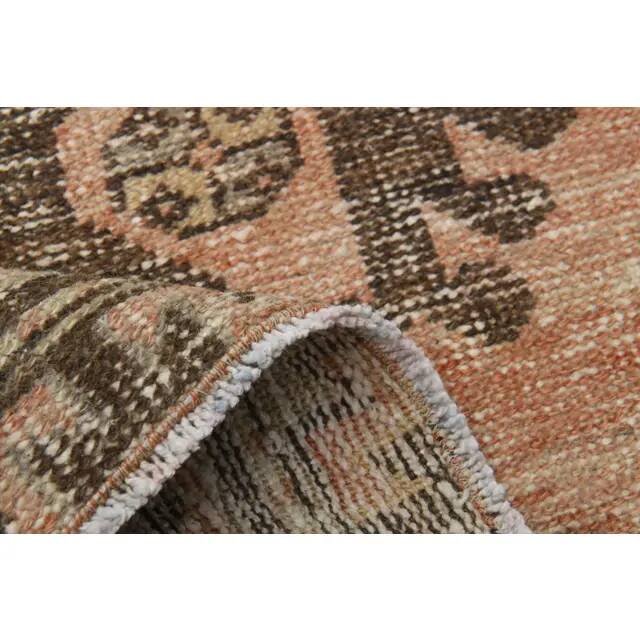 1970s Vintage Turkish Oushak Handmade Wool Cotton Orange Runner Rug 83x358