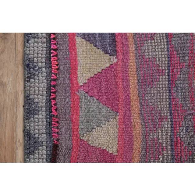 Tribal Turkish Vintage Runner, Pink Purple Handmade Oushak Runner 95x304