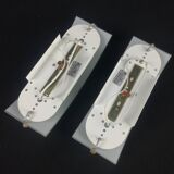 Postmodern glass and metal wall lights, set of 2