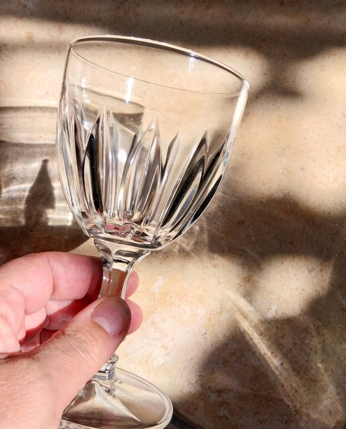 Vintage Italian chiseled crystal stemmed glasses
