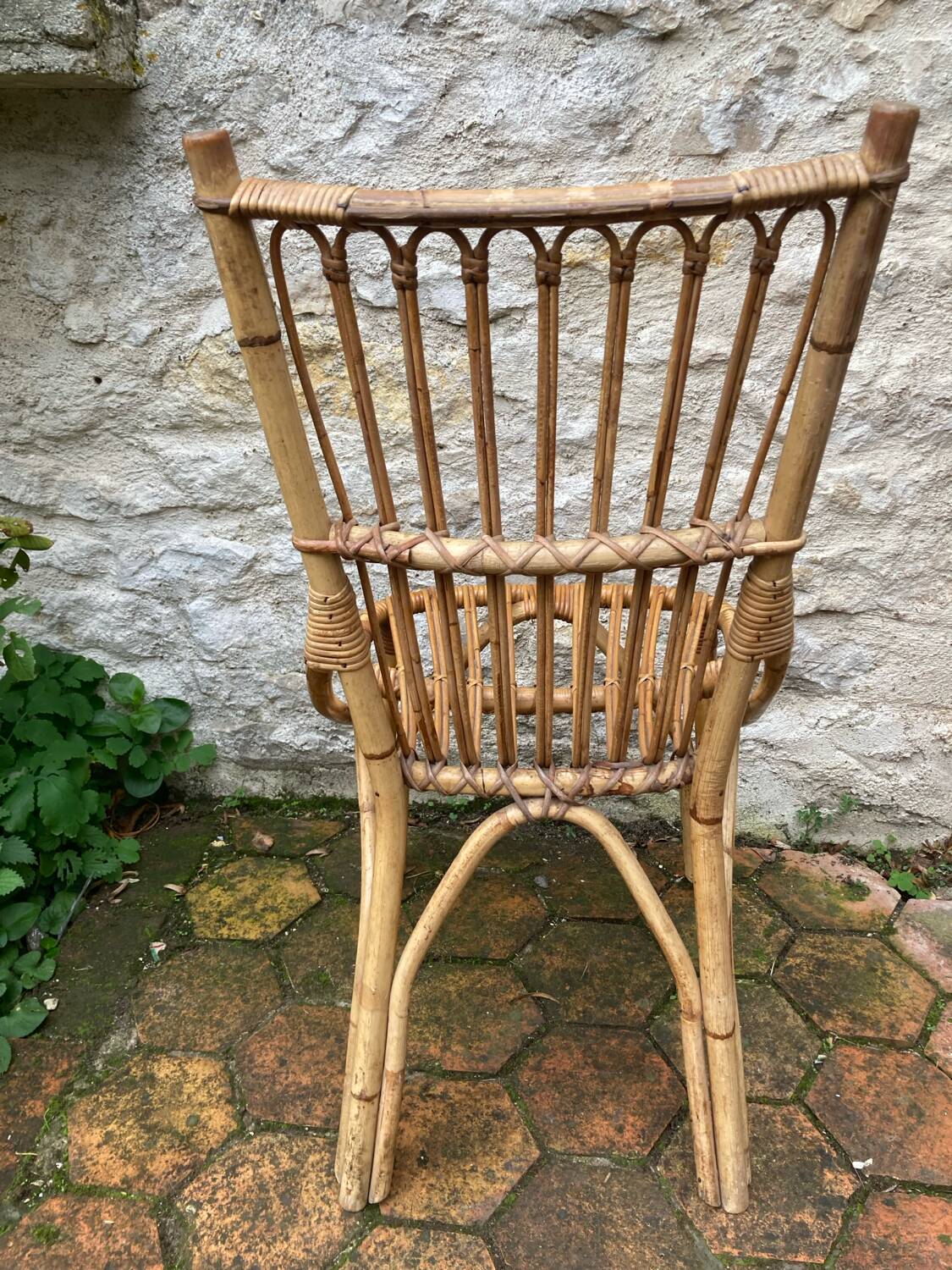 Lot de 10 chaises en rotin vintage