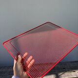 Rectangular tray in red metal mesh 1980