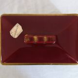 Art Deco box in burgundy ceramic art Poët Laval