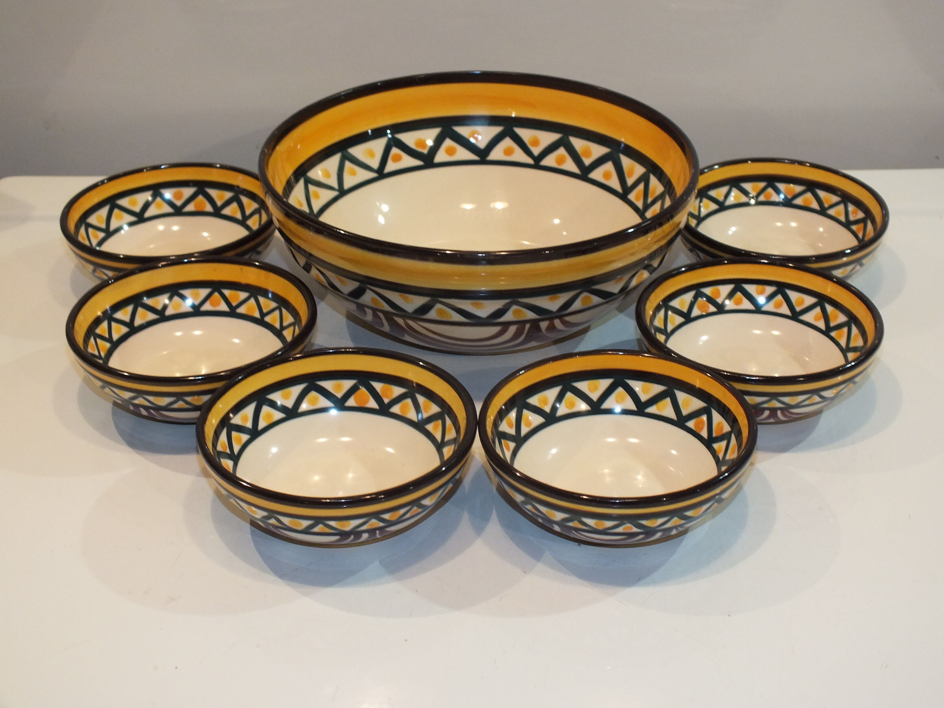 Saint Jean de Bretagne dessert service - 6 ramekins + salad bowl