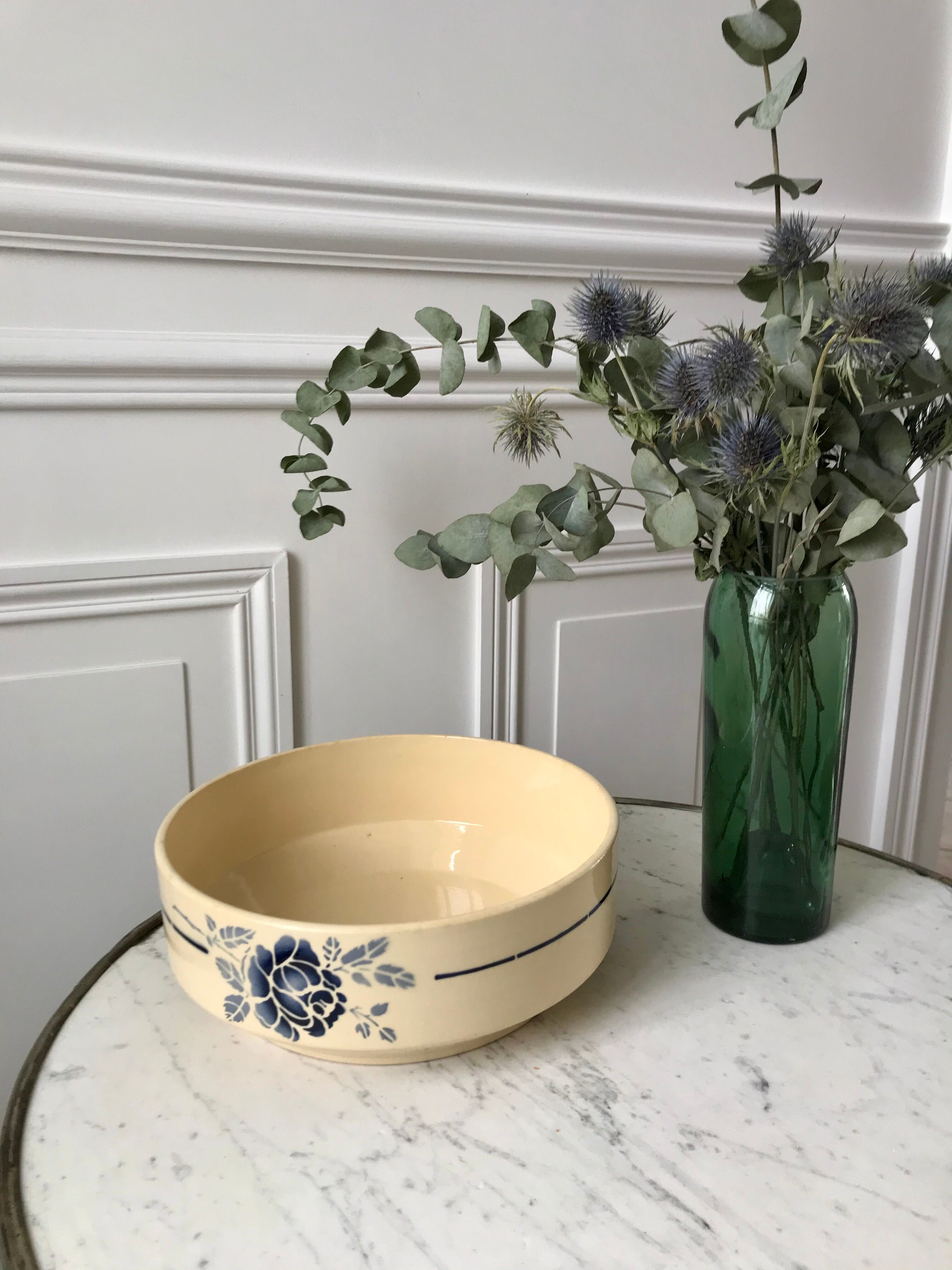 Salad bowl blue flowers saint-amand 30s-40s