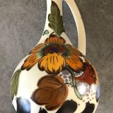 Ancien vase en porcelaine royal gouda hollande décor main signé, 18 cm