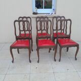 6 vintage art deco Louis VX leather wood chairs