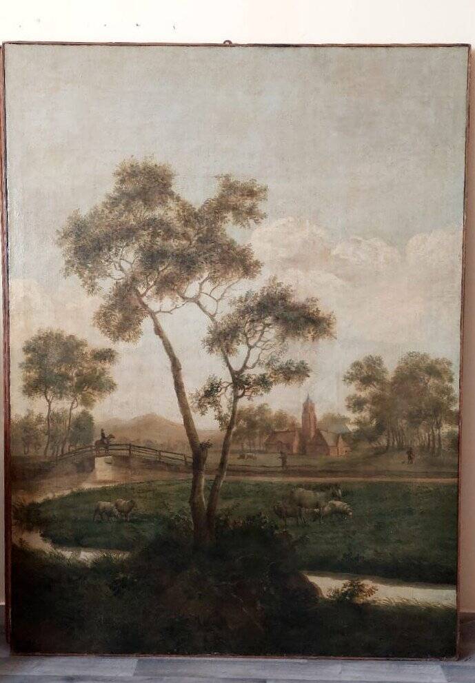 Large oil painting on canvas 2 m x 1.50 m - animated landscape - Charles Louis Verboeckhoven