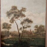 Large oil painting on canvas 2 m x 1.50 m - animated landscape - Charles Louis Verboeckhoven