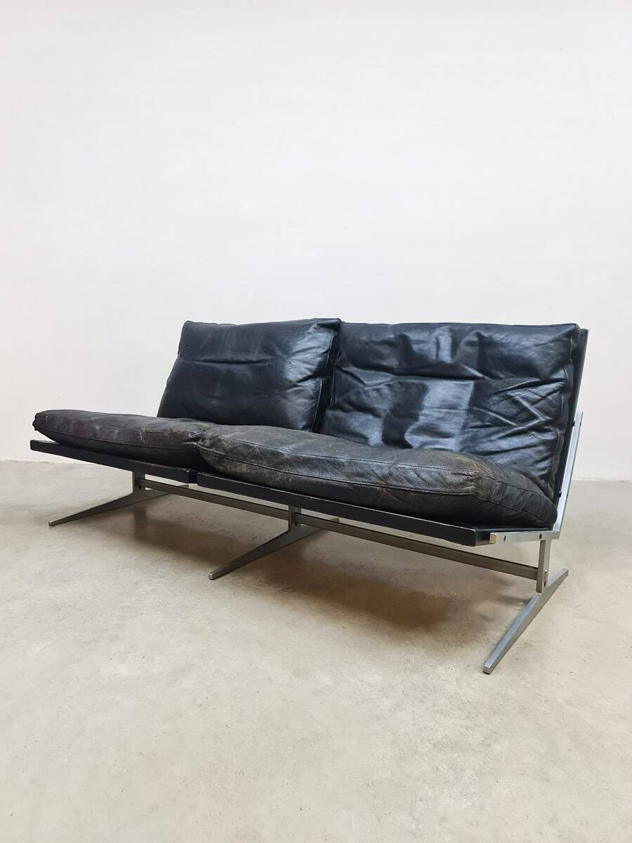 Vintage 2-seater leather sofa BO-583 1960s