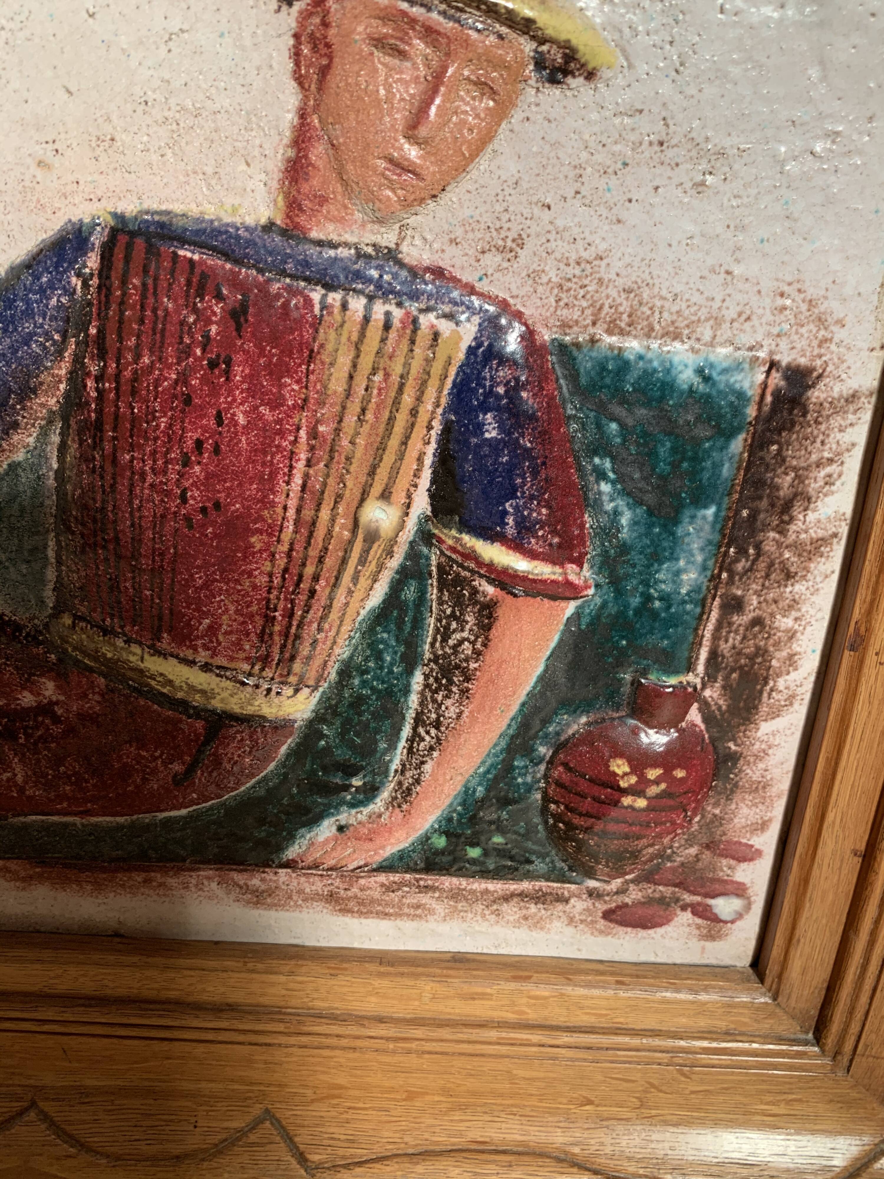 Modernist wood and ceramics sideboard of the 1950s
