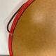Mid-Century Scandinavian Red Round Wooden Mirror with Leather Strap, 1950s