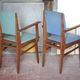 Pair of wooden bridge armchairs from the 1950s, vintage chairs.