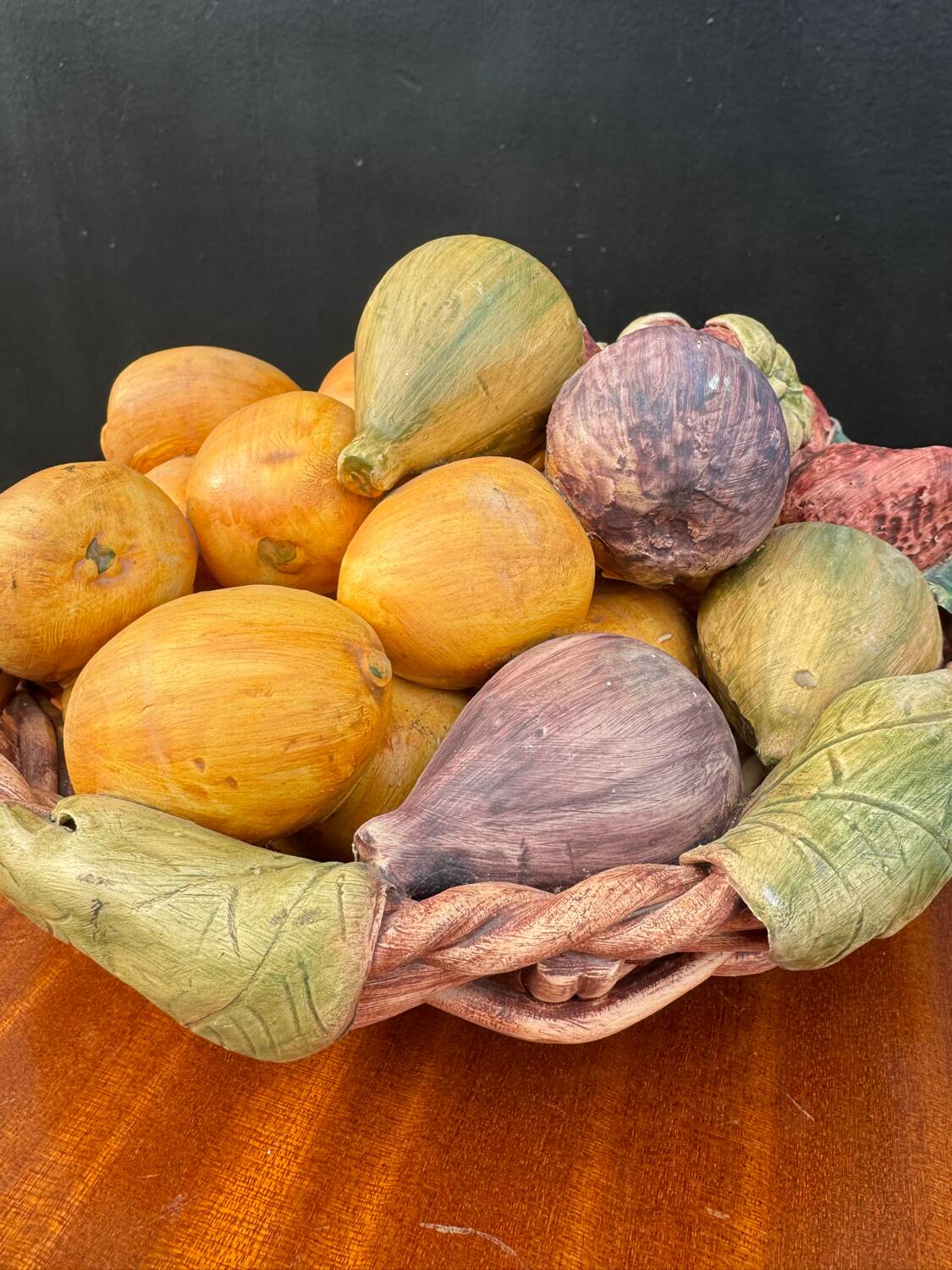 Fruit basket trompe l'œil Portugal 1970s