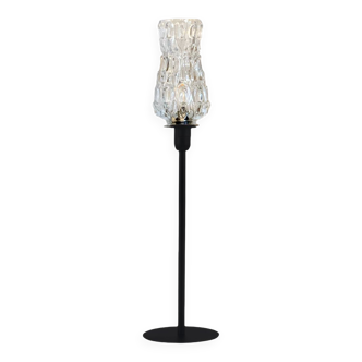 Table lamp with an antique bubbled glass lampshade in the shape of a tulip