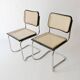 pair of Cesca chairs by Marcel Breuer 1960s 1970s in vintage cane