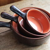 Set of 3 glazed terracotta caquelons