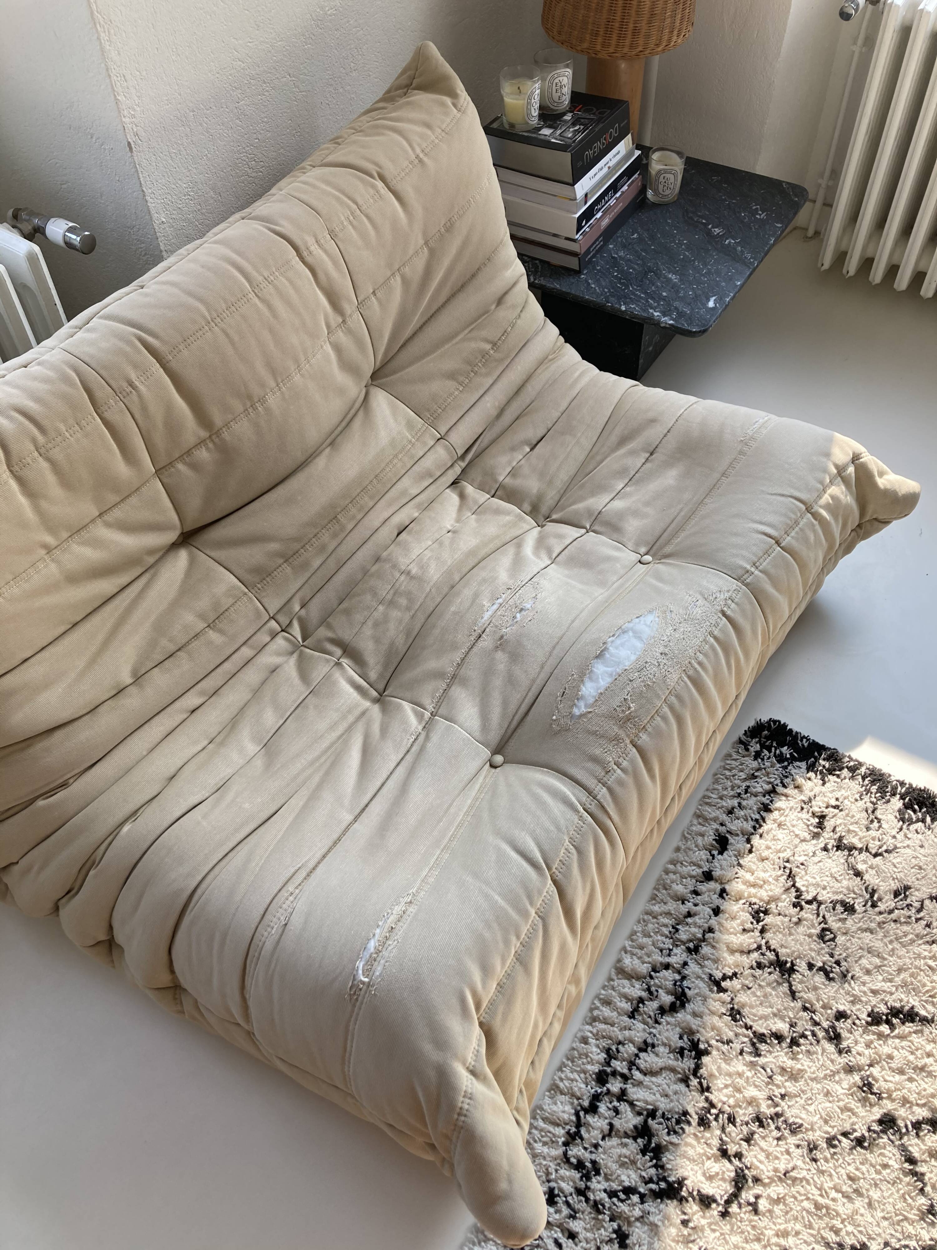 2-seater Sofa Togo Line Roset worn beige fabric