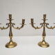 Pair of old brass candlesticks 3 branches