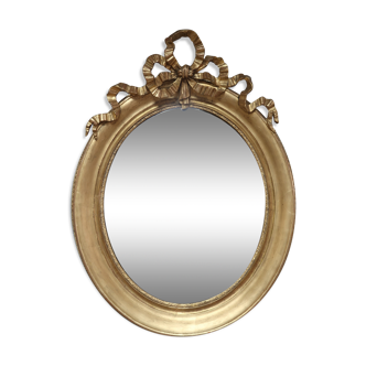 Miroir ovale en bois doré 93x73cm