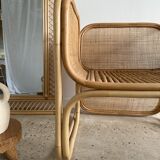 Rattan foot mirror with braces H:2m