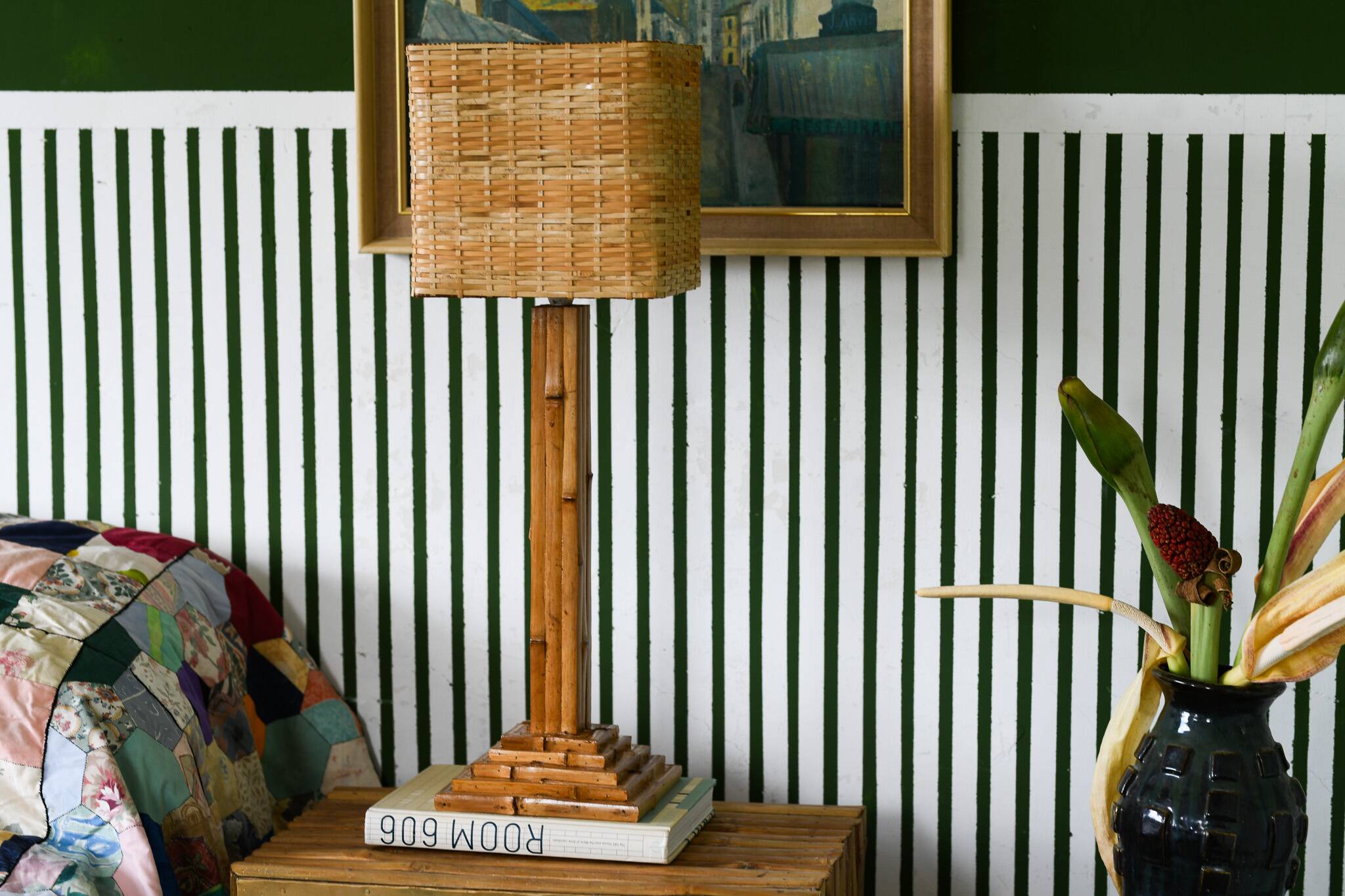 Lampe de table en bambou bio style vintage