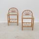 Pair of rattan and glass bedside tables, France 1970