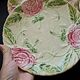 Exclusive antique dessert service in faience/terracotta with slip from 1900.