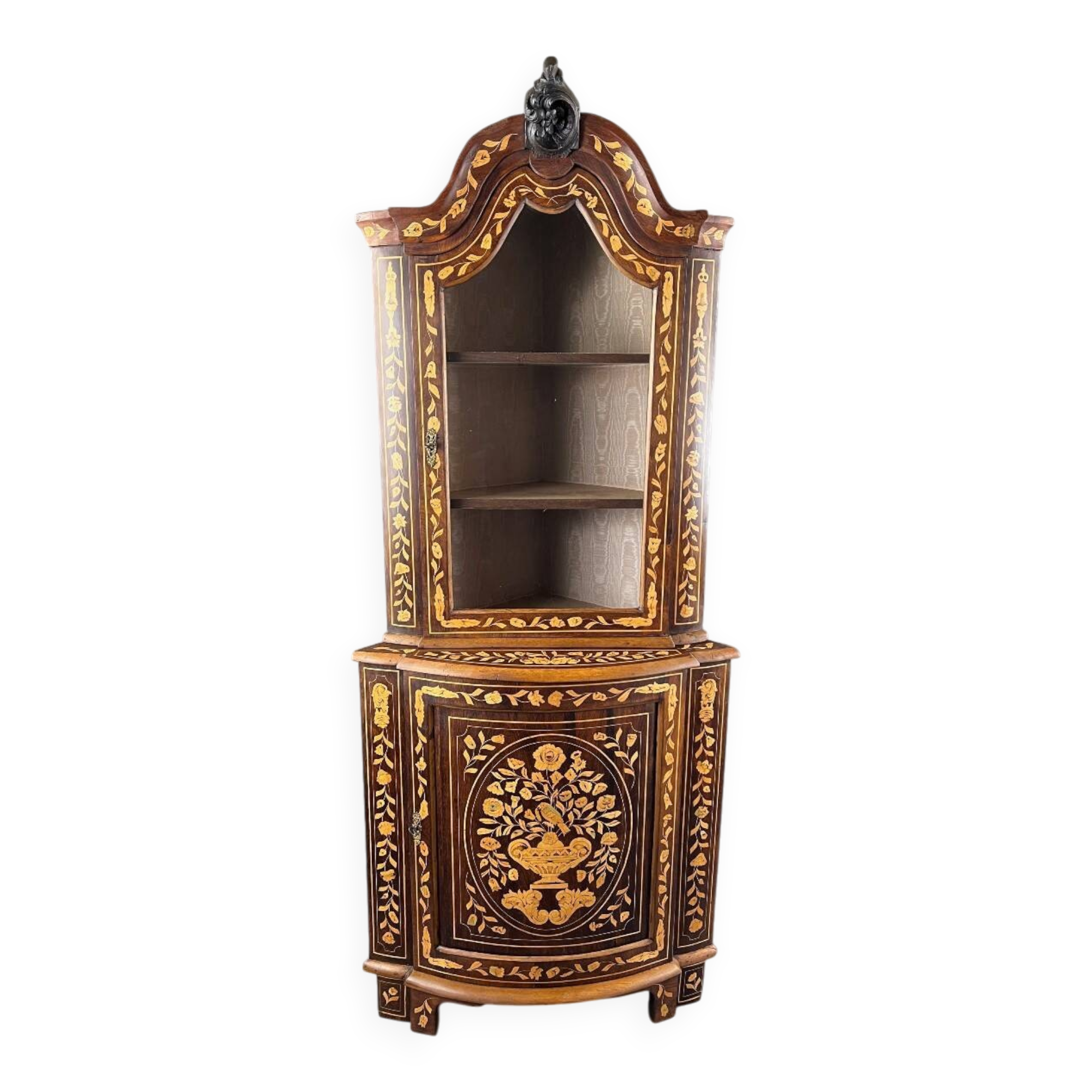 Inlaid corner display cabinet, 19th century