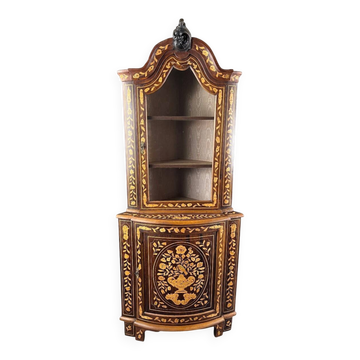 Inlaid corner display cabinet, 19th century