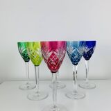 6 Roemer wine glasses, Saint-Louis crystal, Chantilly pattern