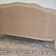 Louis XV style bench sofa in pink fabric and burlap