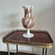Vintage footed vase in white opaline, marbled/marble effect decoration from the 60s.