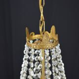 Hot air balloon chandeliers with glass tassels.