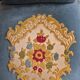 Napoleon III medallion armchair — blue velvet and cross-stitch tapestry
