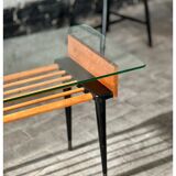 Table d'appoint en bois et verre