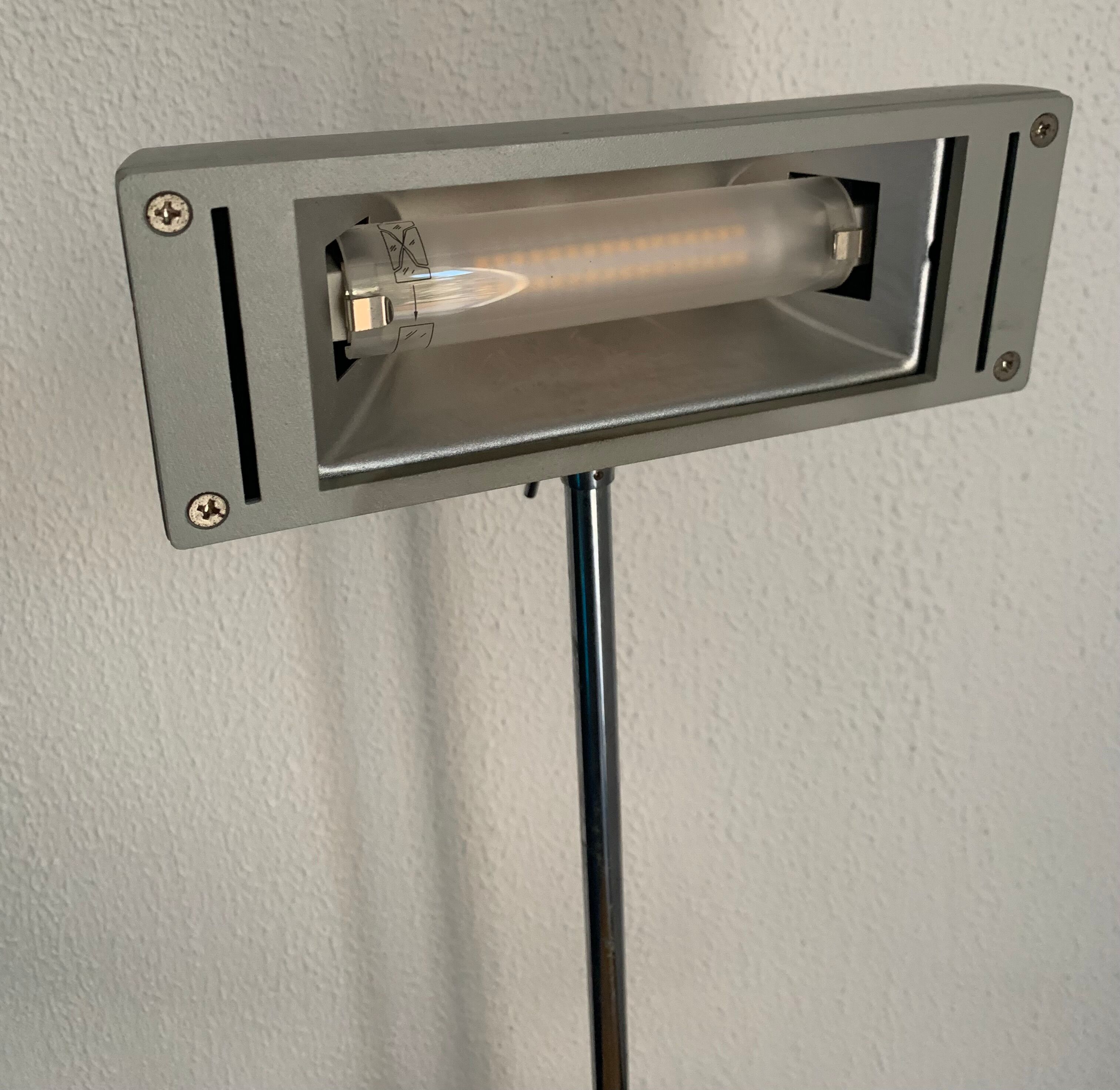 Vintage lamp 1980 medical gray cement and chrome - 50 cm