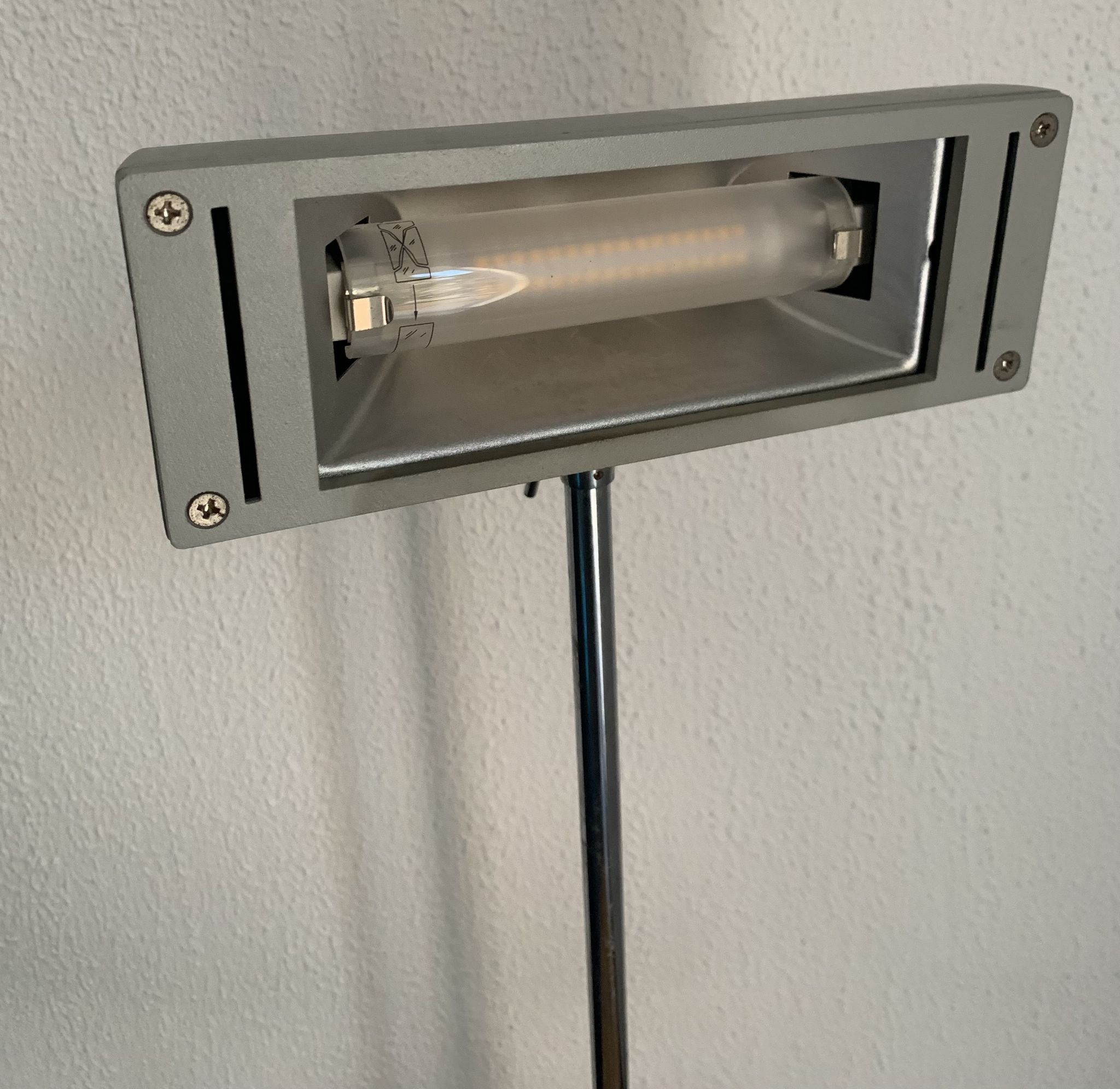 Vintage lamp 1980 medical gray cement and chrome - 50 cm