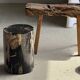 Black petrified wood side table with beige side H35 D24 - 3352