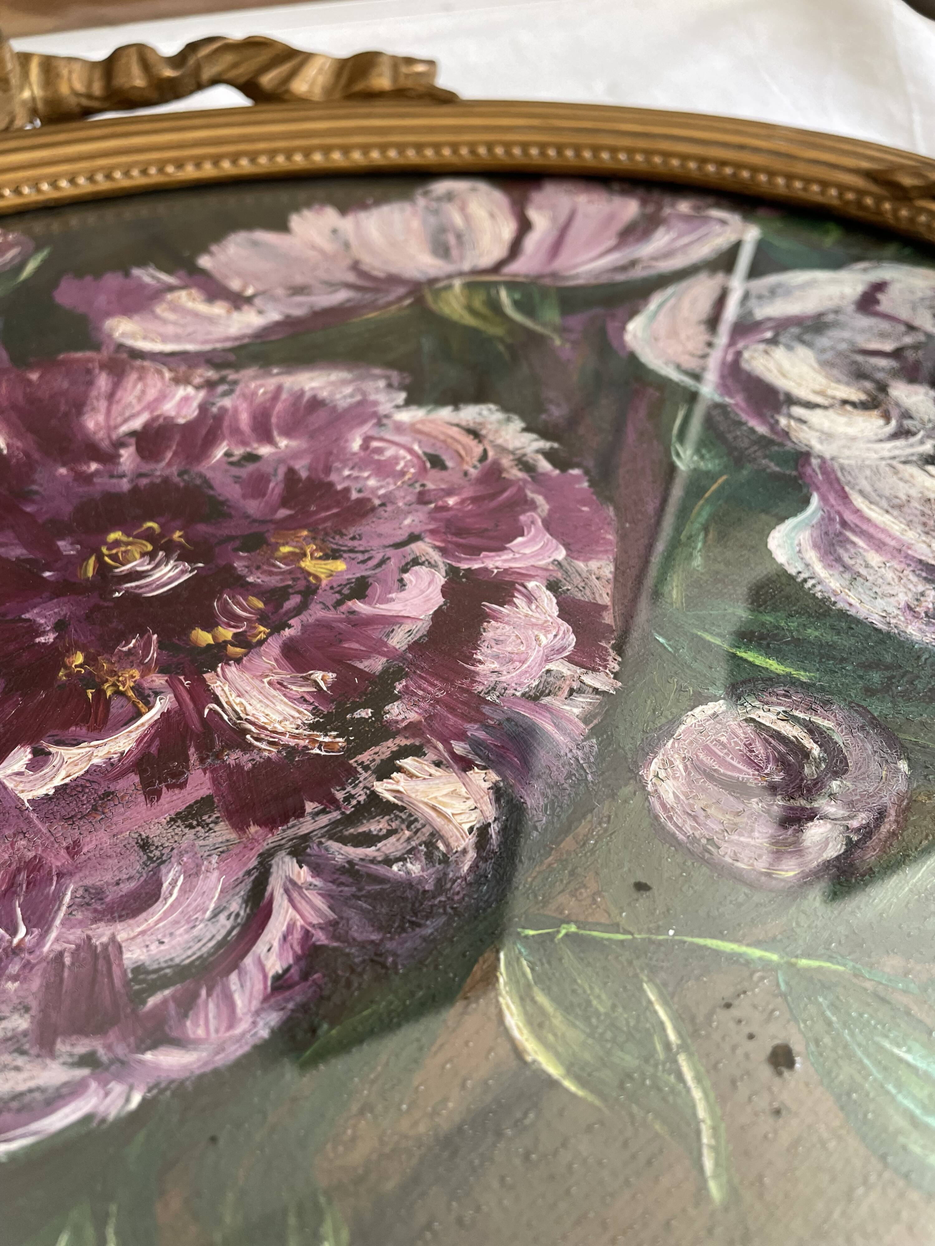 Oval flowery painting