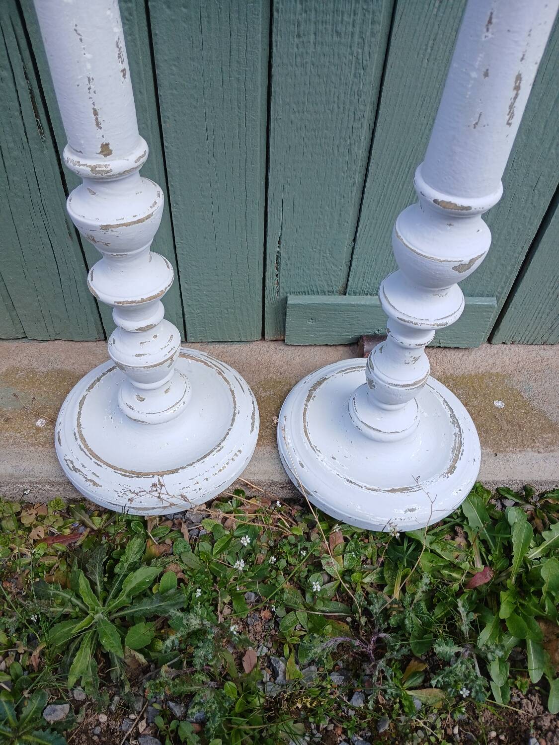 Pair of antique wooden candlesticks/candlesticks