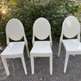 Set of white Victoria Ghost chairs by Philippe Starck for Kartell