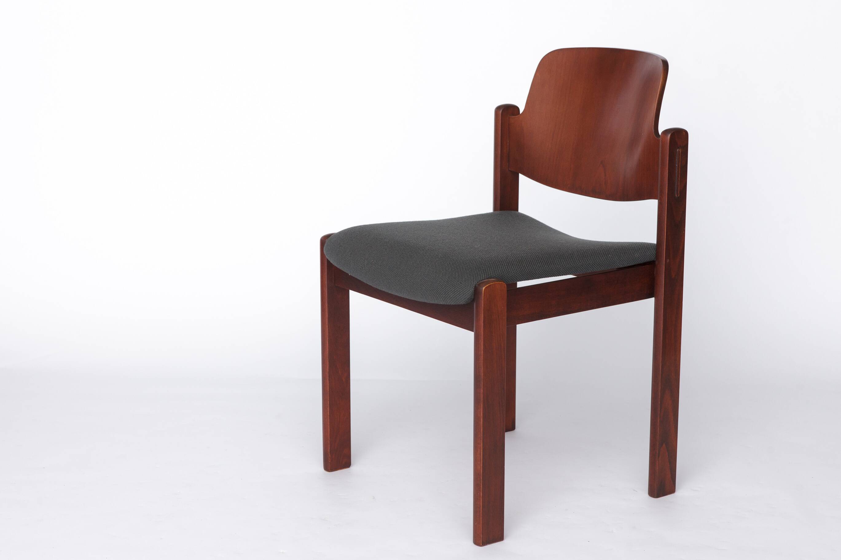 Vintage Lübke Stacking Chair, 1970s German Design, Dark Beech Wood
