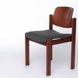 Vintage Lübke Stacking Chair, 1970s German Design, Dark Beech Wood
