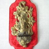 Old large Catholic font Napoleon III regulates on velvet 31 cm religion