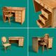 Vintage rattan and woven wicker desk 1970