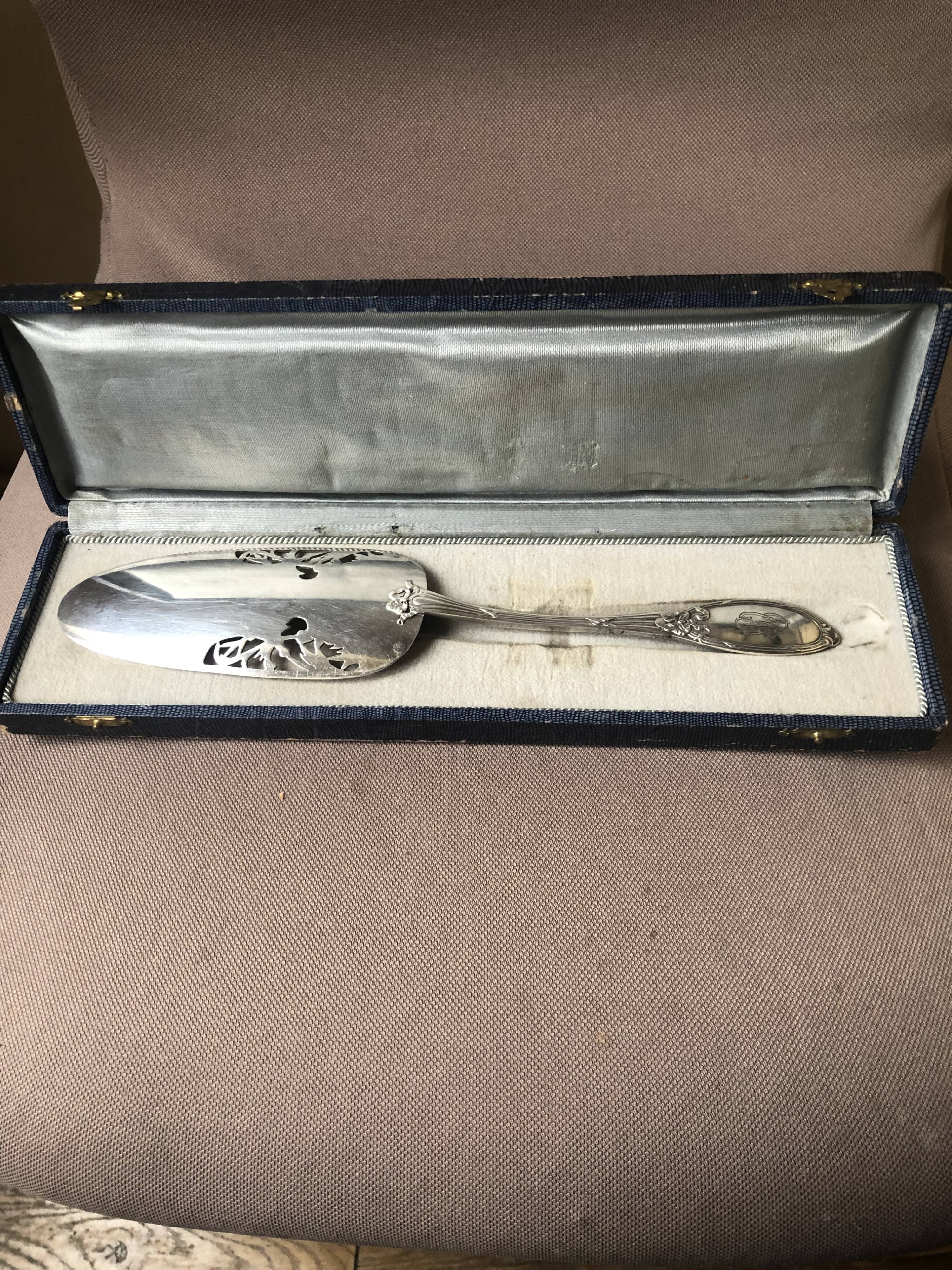 Silver metal pie shovel