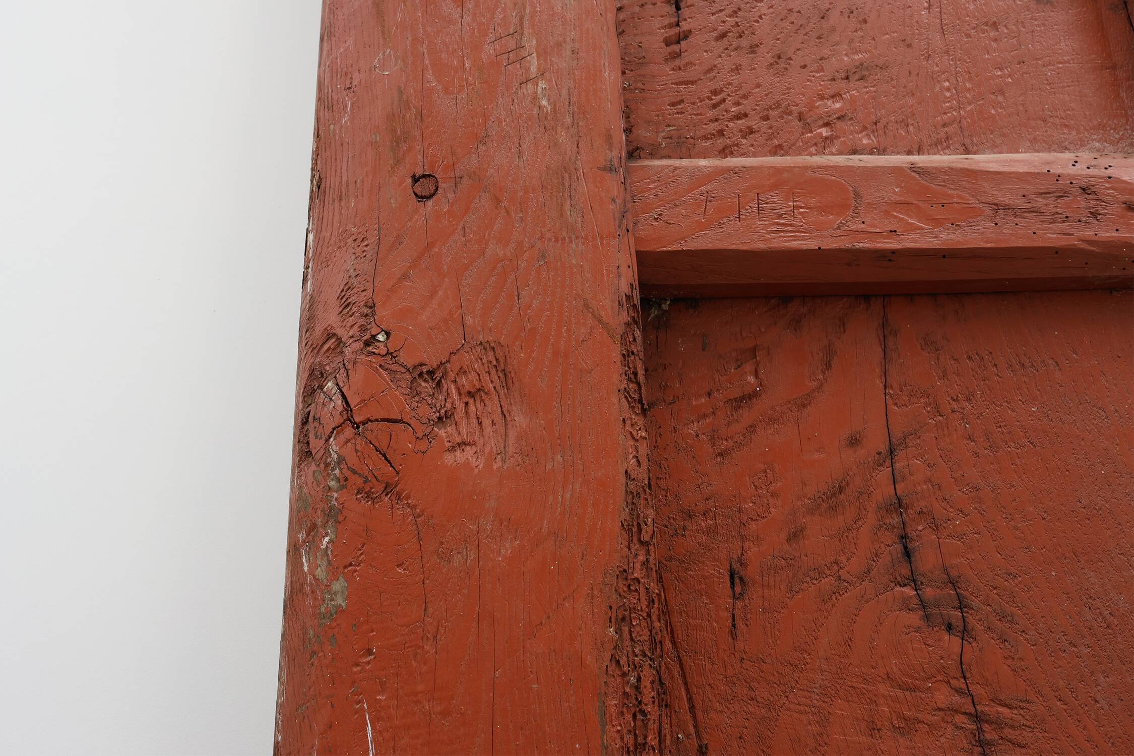 Large 17th century Monastery doors in terracotta lacquered oak, Portugal