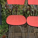 4 red Formica chairs with Eiffel legs 1950