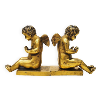 Serre livres angelots en bronze doré, XVIII éme